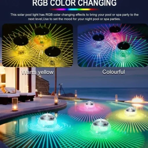 1pc Solar Projection Pool Light, Floating Swimming Light, Outdoor Waterproof Pool Light Colorful Transparent Decorative Light Water Float Light Pathway Lights