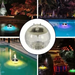 1pc Solar Projection Pool Light, Floating Swimming Light, Outdoor Waterproof Pool Light Colorful Transparent Decorative Light Water Float Light Pathway Lights