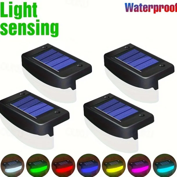 1pc Solar Step Light, Outdoor Waterproof Solar Deck Light Fence Light Illuminates Your Courtyard RGB120 Angle Glow