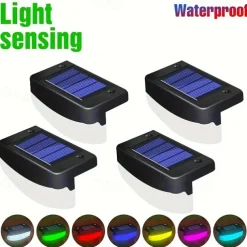 1pc Solar Step Light, Outdoor Waterproof Solar Deck Light Fence Light Illuminates Your Courtyard RGB120 Angle Glow