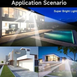 1PC Solar Wall Lamp with Remote Control, Outdoor Solar Projection Light, 5-head Solar 300LED Light, Outdoor Motion Sensor Waterproof Wide-angle Lighting Wall Lamp, Garden Courtyard Street Lamp