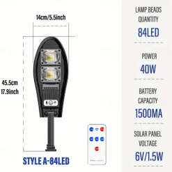 1pc Solar Wall Light 42/84/126/168LED Solar Street Light, Outdoor Waterproof LED for Garden and Wall with Adjustable Angle