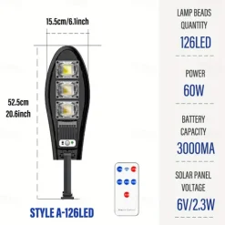 1pc Solar Wall Light 42/84/126/168LED Solar Street Light, Outdoor Waterproof LED for Garden and Wall with Adjustable Angle