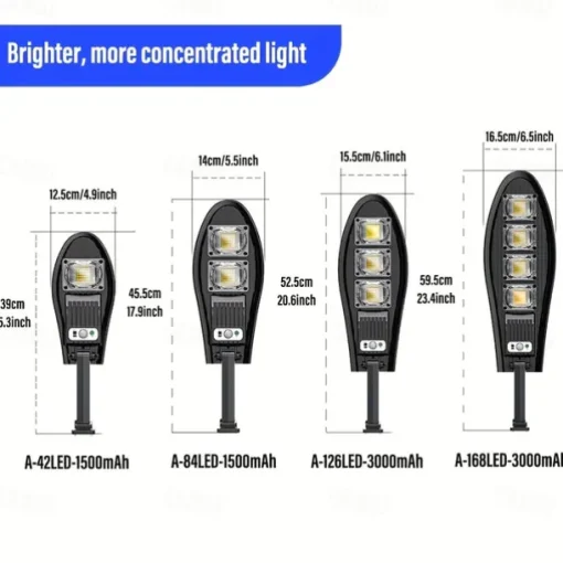 1pc Solar Wall Light 42/84/126/168LED Solar Street Light, Outdoor Waterproof LED for Garden and Wall with Adjustable Angle