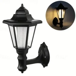 1pc Solar Wall Light Outdoor, Solar Hexagonal Light, IP65 Waterproof, Solar Fence Light, Auto On/Off Retro LED Wall Lamp, Heat Resistant Light Decor, Solar Landscape Light (White/Warm Light)