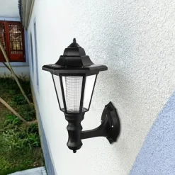 1pc Solar Wall Light Outdoor, Solar Hexagonal Light, IP65 Waterproof, Solar Fence Light, Auto On/Off Retro LED Wall Lamp, Heat Resistant Light Decor, Solar Landscape Light (White/Warm Light)