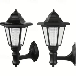 1pc Solar Wall Light Outdoor, Solar Hexagonal Light, IP65 Waterproof, Solar Fence Light, Auto On/Off Retro LED Wall Lamp, Heat Resistant Light Decor, Solar Landscape Light (White/Warm Light)