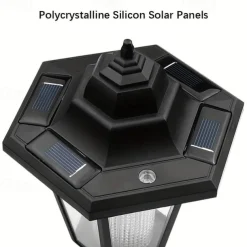 1pc Solar Wall Light Outdoor, Solar Hexagonal Light, IP65 Waterproof, Solar Fence Light, Auto On/Off Retro LED Wall Lamp, Heat Resistant Light Decor, Solar Landscape Light (White/Warm Light)