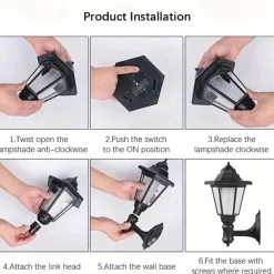 1pc Solar Wall Light Outdoor, Solar Hexagonal Light, IP65 Waterproof, Solar Fence Light, Auto On/Off Retro LED Wall Lamp, Heat Resistant Light Decor, Solar Landscape Light (White/Warm Light)