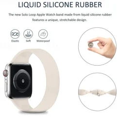 1pc Sport Elastic Silicone Solo Loop Strap for Apple Watch 38mm 40mm 41mm 42mm 44mm 45mm, Replacement Wristband for iWatch Series 7 6 5 4 3 2 1 SE for Men and Women