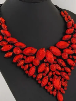 1PC Statement Necklace Crystal Necklace For Women's Wedding Party Evening Alloy Retro Alphabet Shape Precious