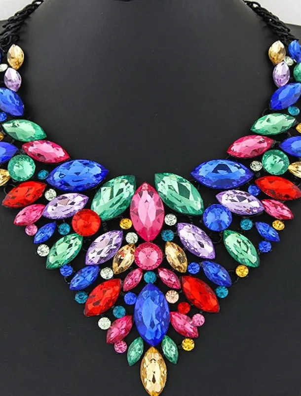 1PC Statement Necklace Crystal Necklace For Women's Wedding Party Evening Alloy Retro Alphabet Shape Precious