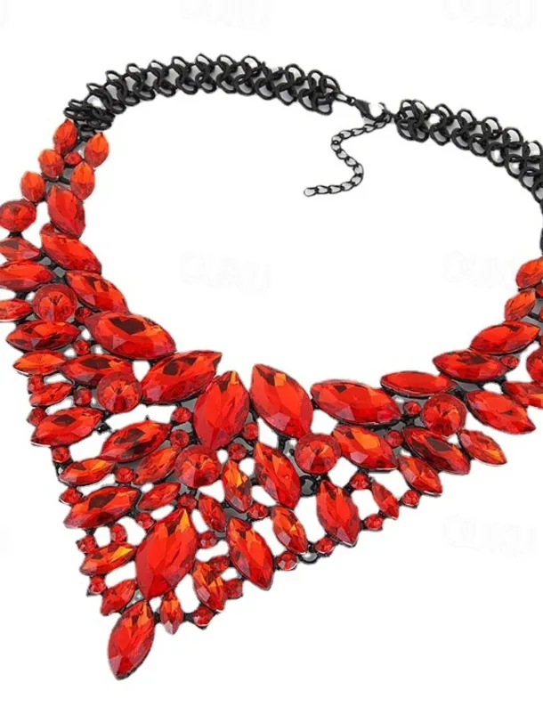 1PC Statement Necklace Crystal Necklace For Women's Wedding Party Evening Alloy Retro Alphabet Shape Precious