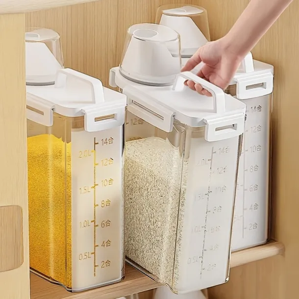 1pc Storage Container with Lid - Household Insect-Proof Moisture-Proof Airtight Jar - Portable Leak-Proof Food Storage Box for Cereal, Nuts, Flour, and Rice - Kitchen Organization and Storage Accessories