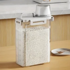 1pc Storage Container with Lid - Household Insect-Proof Moisture-Proof Airtight Jar - Portable Leak-Proof Food Storage Box for Cereal, Nuts, Flour, and Rice - Kitchen Organization and Storage Accessories