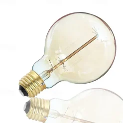 1pc Vintage Edison Bulbs with Spiral Filament 40W Dimmable E27 G95 Round Globe Large Antique Light Golden Finish Industrial Design Amber