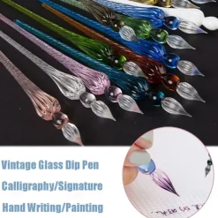 1pc Vintage Glass Dip Dipping Pen Art Painting Supplies Filling Ink Signature Calligraphy Fountain Pen