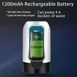 1pc Water Bottle Pump, Electric Water Bottle Pump, USB Rechargeable Automatic Drinking Water Pump For Universal 3-5 Gallon Bottles, Portable Camping Water Dispenser