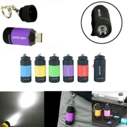 1PC Waterproof Mini Keychain Pocket Torch USB Rechargeable LED Flashlight Lamp Outdoor Sports Interior Design