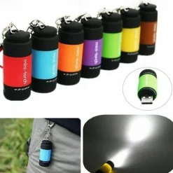 1PC Waterproof Mini Keychain Pocket Torch USB Rechargeable LED Flashlight Lamp Outdoor Sports Interior Design