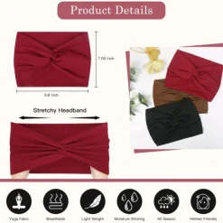 1PC Wide Headbands for Women, 7'' Extra Large Turban Headband Boho Hairband Hair Twisted Knot Accessories