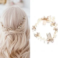 1pc Women's Girls' Headbands Flower Leaf Bride Wedding Hair Vine Silver Rhinestone Bridal Hairpieces Crystal Headpiece Hair Accessories for Women and Girls