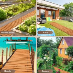 1pc Wooden Garden Pathway - 8ft, Non-Slip, Handmade, Decorative Walkway for Outdoor Patios, Gardens, Yards, Beach Boardwalks, Weddings & Parties, Christmas, Thanksgiving, Valentine'S Day