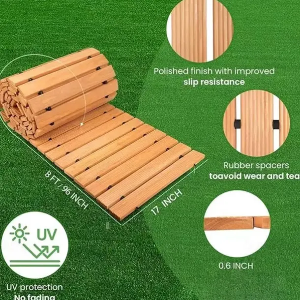 1pc Wooden Garden Pathway - 8ft, Non-Slip, Handmade, Decorative Walkway for Outdoor Patios, Gardens, Yards, Beach Boardwalks, Weddings & Parties, Christmas, Thanksgiving, Valentine'S Day