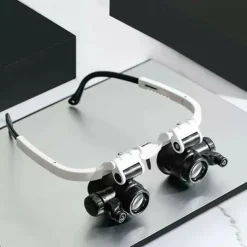 1pc 8X 15X 23X Double LED Light Magnifying Glasses, Watch Repair Magnifier, Miniature Magnifying Glass, Eye Magnifying Repair Tool For Watchmaking Coin Stamp Currency Book Errors Jewelry Necklace Magnifier Beading Biology Loupe Microscope