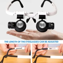 1pc 8X 15X 23X Double LED Light Magnifying Glasses, Watch Repair Magnifier, Miniature Magnifying Glass, Eye Magnifying Repair Tool For Watchmaking Coin Stamp Currency Book Errors Jewelry Necklace Magnifier Beading Biology Loupe Microscope