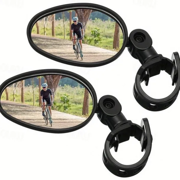 2pcs 360° Adjustable Bike Mirrors, Wide Angle Convex Bicycle Rearview Mirrors, Shockproof Handlebar Mount for Mountain & Road Bikes
