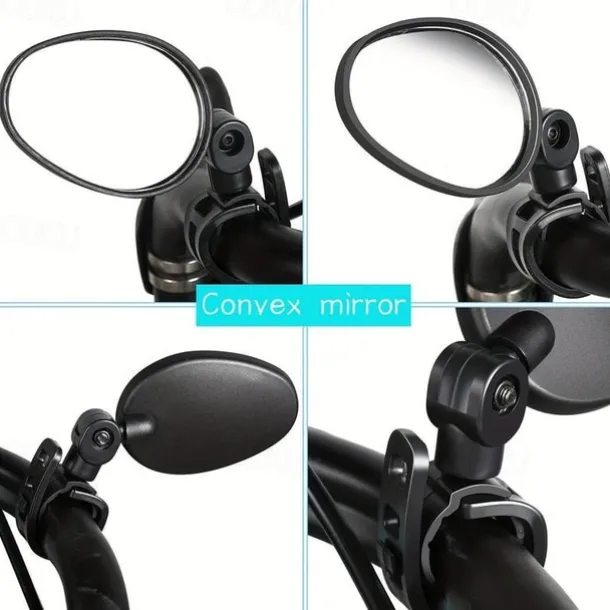 2pcs 360° Adjustable Bike Mirrors, Wide Angle Convex Bicycle Rearview Mirrors, Shockproof Handlebar Mount for Mountain & Road Bikes