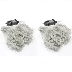 2pcs 3*3 m 300 LEDs 31V low Voltage Curtain String Lights Warm White White 8-Mode New Design Wedding Christmas Wedding Decoration No Electric Shock Safer Garden Courtyard Decoration Lamp