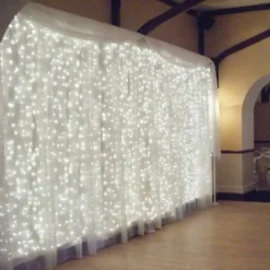2pcs 3*3 m 300 LEDs 31V low Voltage Curtain String Lights Warm White White 8-Mode New Design Wedding Christmas Wedding Decoration No Electric Shock Safer Garden Courtyard Decoration Lamp