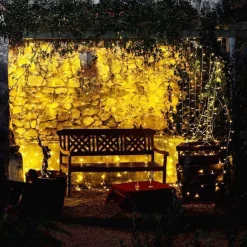 2pcs 3*3 m 300 LEDs 31V low Voltage Curtain String Lights Warm White White 8-Mode New Design Wedding Christmas Wedding Decoration No Electric Shock Safer Garden Courtyard Decoration Lamp