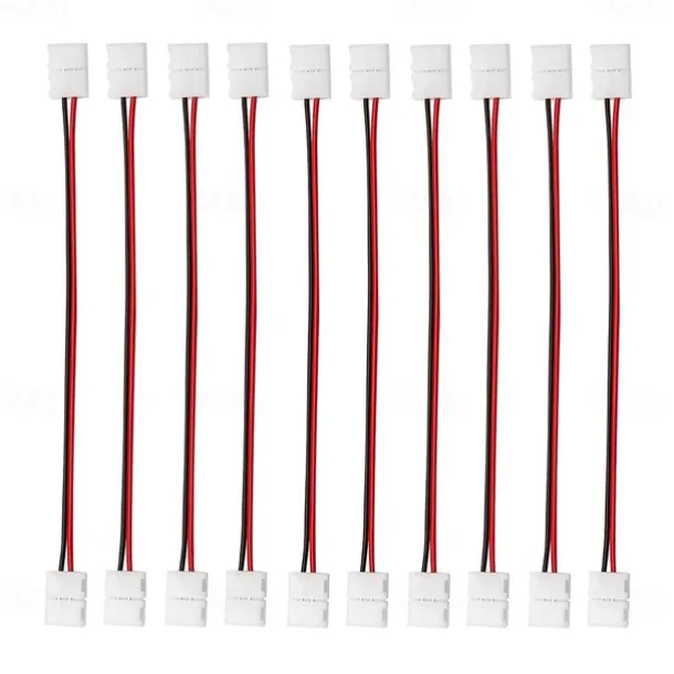 10PCS 2 Pin Single Color Solderless LED Light Strip Wire Tape Connectors for 8mm /10 mm Wide Flexible LED Strip Lights