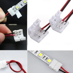 10PCS 2 Pin Single Color Solderless LED Light Strip Wire Tape Connectors for 8mm /10 mm Wide Flexible LED Strip Lights