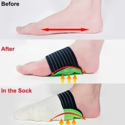 2pcs Arch Support((Mens 5-10/ Womens 7-12) Thick & Soft Compression Cushioned Support Sleeves Foot Pain Relief Cushions Universal Size For Men And Women