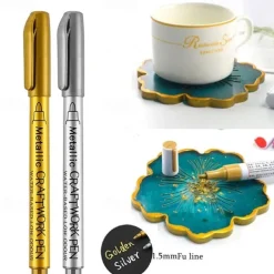2pcs Art DIY Metal Waterproof Permanent Paint Marker Pens1.5mm Craftwork Resin Mold Pen Art Painting Student Supplies