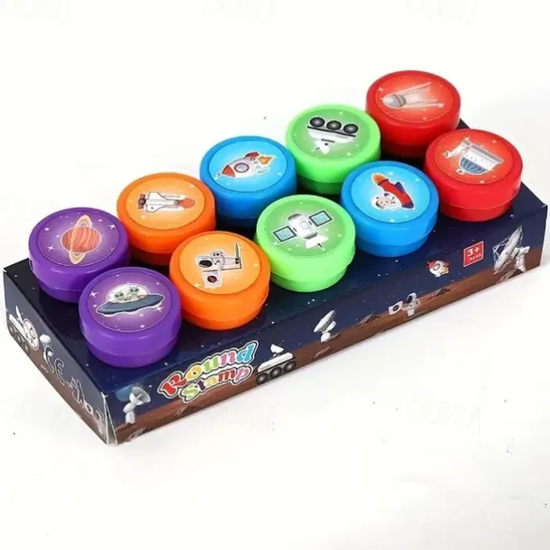 10Pcs Assorted Stamps For Kids Self-ink Stamps Children Toy Stamps Smiley Face Seal For Scrapbooking DIY Painting Photo Album Decor