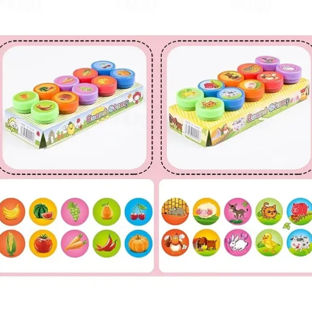 10Pcs Assorted Stamps For Kids Self-ink Stamps Children Toy Stamps Smiley Face Seal For Scrapbooking DIY Painting Photo Album Decor