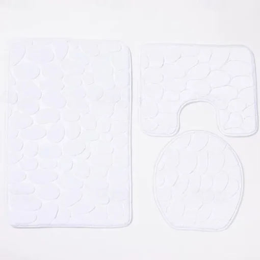 3pcs Bath Mat Non-slip Bathroom Rugs Set, Ultra Soft Non-Slip Bath Rug And Absorbent Bath Mat Carpets, Includes U-Shaped Contour Rug,Toilet Lid Cover