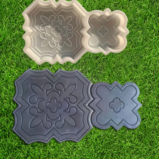 2pcs Beautiful Plastic Molding Large Paver Concrete Mold Concrete Mold Cement Mold, Plastic Brick Mold Concrete Mold Stone Paver Mold, Making Large and Small "Lily Flower" Type Interlocking Footing