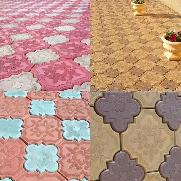 2pcs Beautiful Plastic Molding Large Paver Concrete Mold Concrete Mold Cement Mold, Plastic Brick Mold Concrete Mold Stone Paver Mold, Making Large and Small "Lily Flower" Type Interlocking Footing