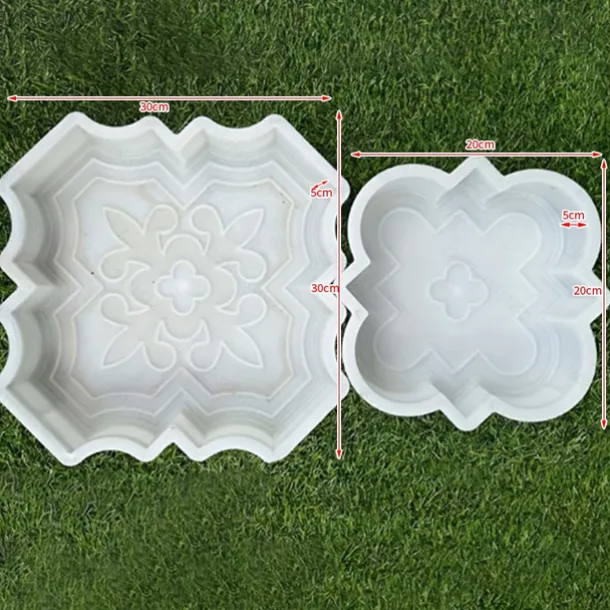 2pcs Beautiful Plastic Molding Large Paver Concrete Mold Concrete Mold Cement Mold, Plastic Brick Mold Concrete Mold Stone Paver Mold, Making Large and Small "Lily Flower" Type Interlocking Footing