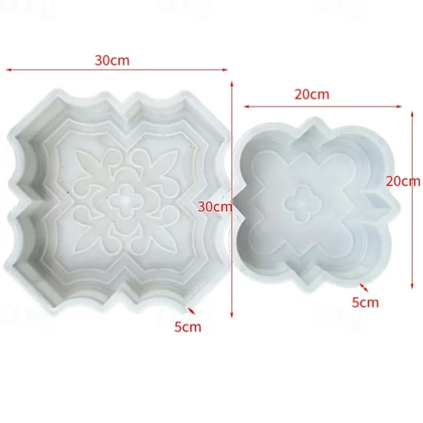 2pcs Beautiful Plastic Molding Large Paver Concrete Mold Concrete Mold Cement Mold, Plastic Brick Mold Concrete Mold Stone Paver Mold, Making Large and Small "Lily Flower" Type Interlocking Footing