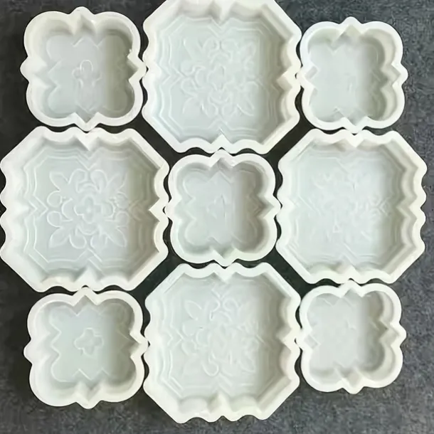 2pcs Beautiful Plastic Molding Large Paver Concrete Mold Concrete Mold Cement Mold, Plastic Brick Mold Concrete Mold Stone Paver Mold, Making Large and Small "Lily Flower" Type Interlocking Footing