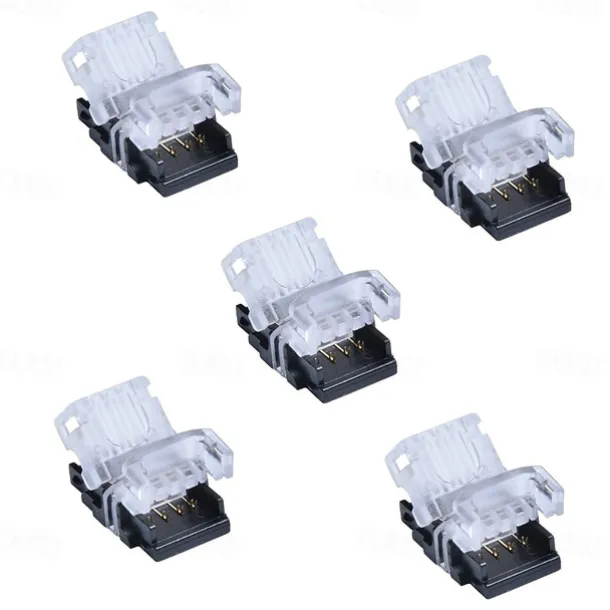 5PCS 4Bin 10mm No-waterproof Flexible Strip Light Hippo Buckle 5050 RGB LED Light Bar Quick Connector Easy to Install Wire and Strip Light Connector DC5-36V