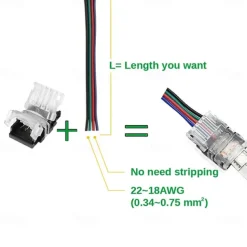 5PCS 4Bin 10mm No-waterproof Flexible Strip Light Hippo Buckle 5050 RGB LED Light Bar Quick Connector Easy to Install Wire and Strip Light Connector DC5-36V