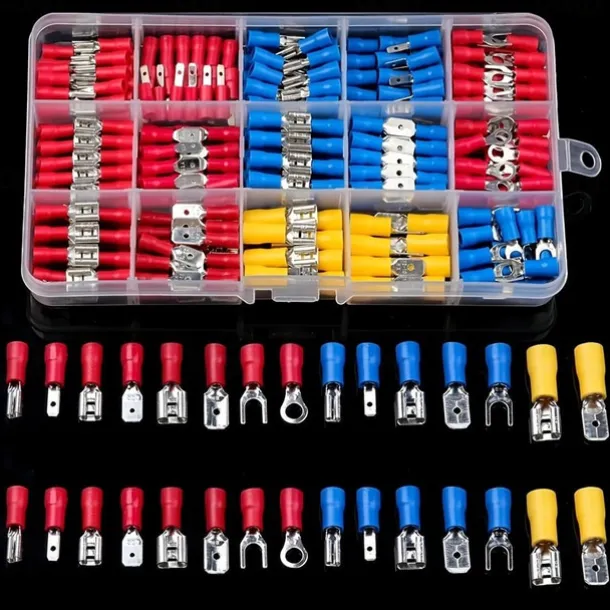 280pcs Box Assorted Spade Terminals Insulated Cable Connector Electrical Wire Crimp Butt Ring Fork Set Lugs Rolled Kit